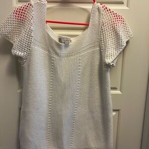 LOFT White Openwork Sleeve Knit Tunic